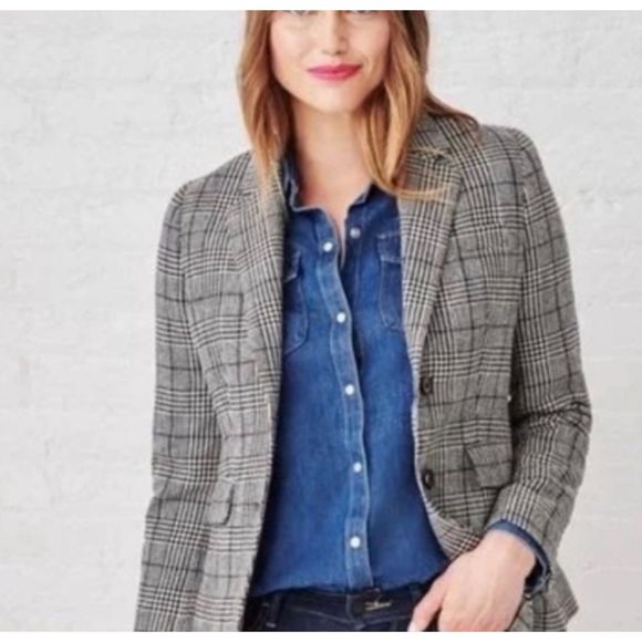 Untuckit Camilla Wool blend Houndstooth Blazer Sz 10 - Picture 2 of 6